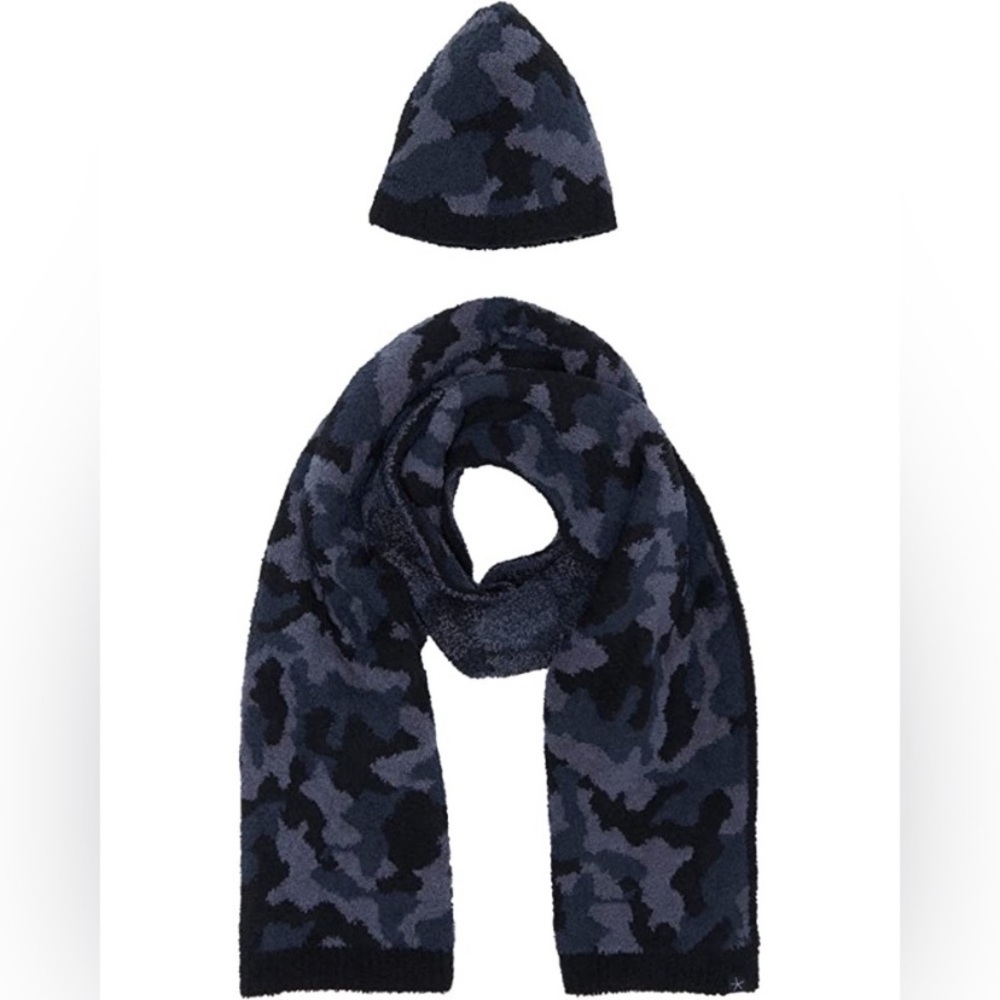 Barefoot Dreams NWOT black camo scarf and beanie